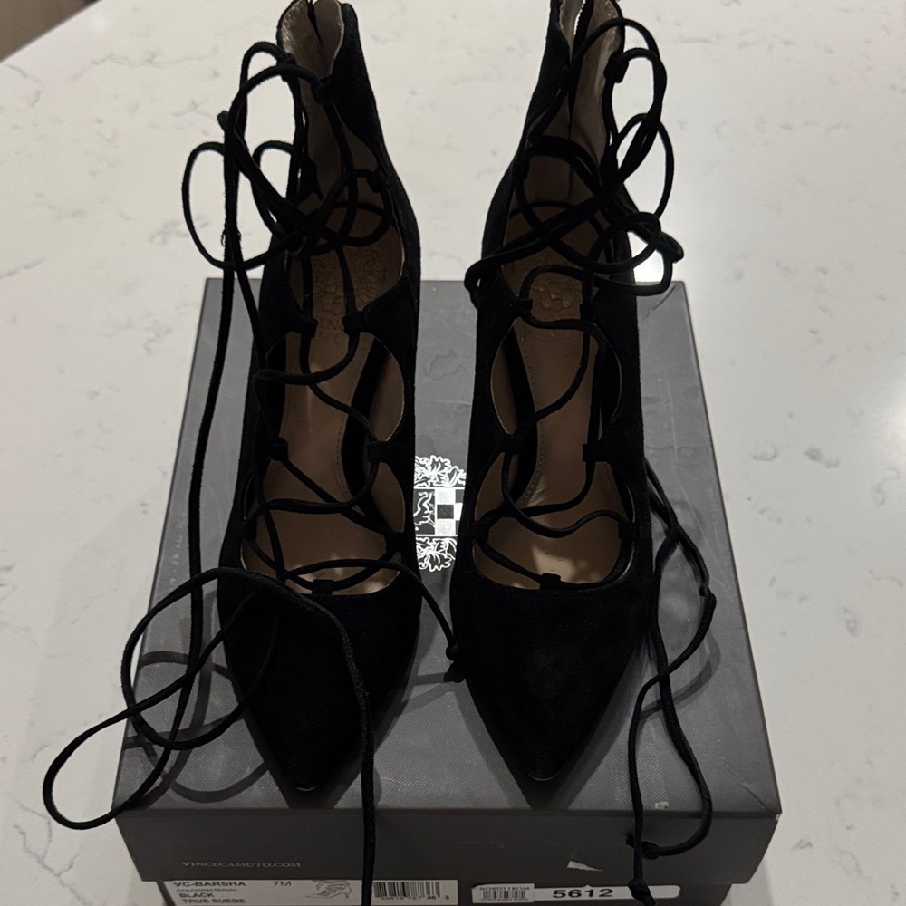 Vince Camuto Black Lace-Up Heels
